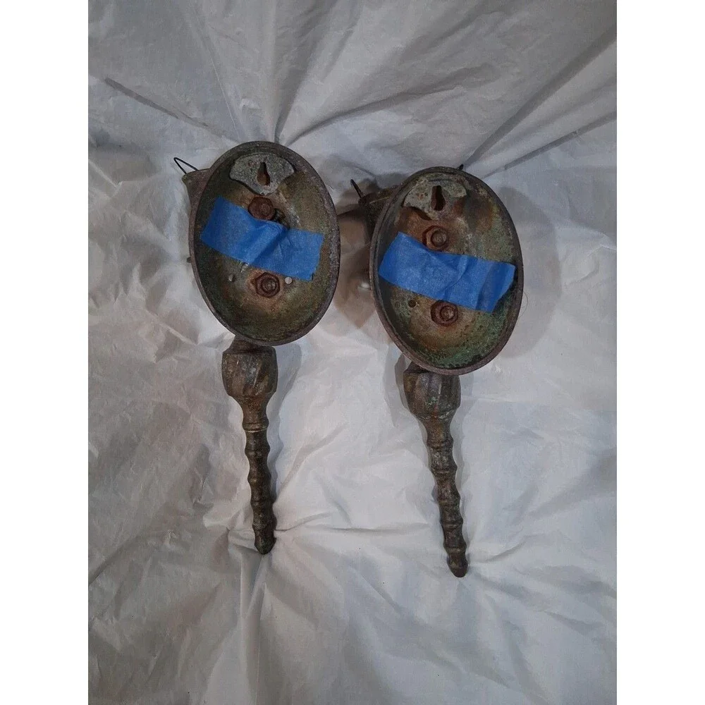 Vintage Brass Sconces Twisted Patina, Set Of 2, 9 Inch